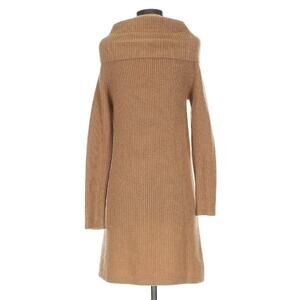 Polo Ralph Lauren Wool Cashmere Sweater Dress Mini Knit Brown Turtleneck Jumper